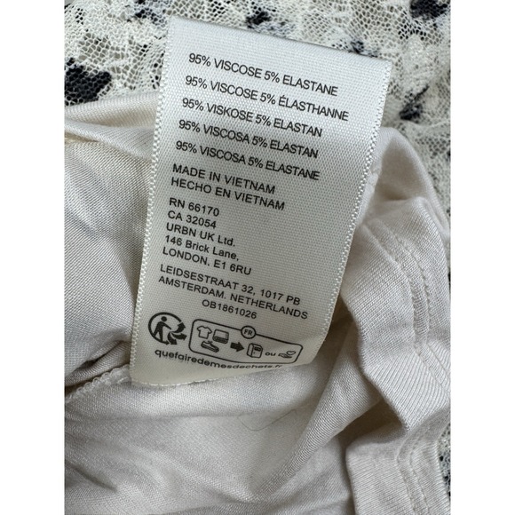 Free People Sheer Delight Lace Boho Minidress Womens Medium Off White Velvet Bow - Picture 14 of 16